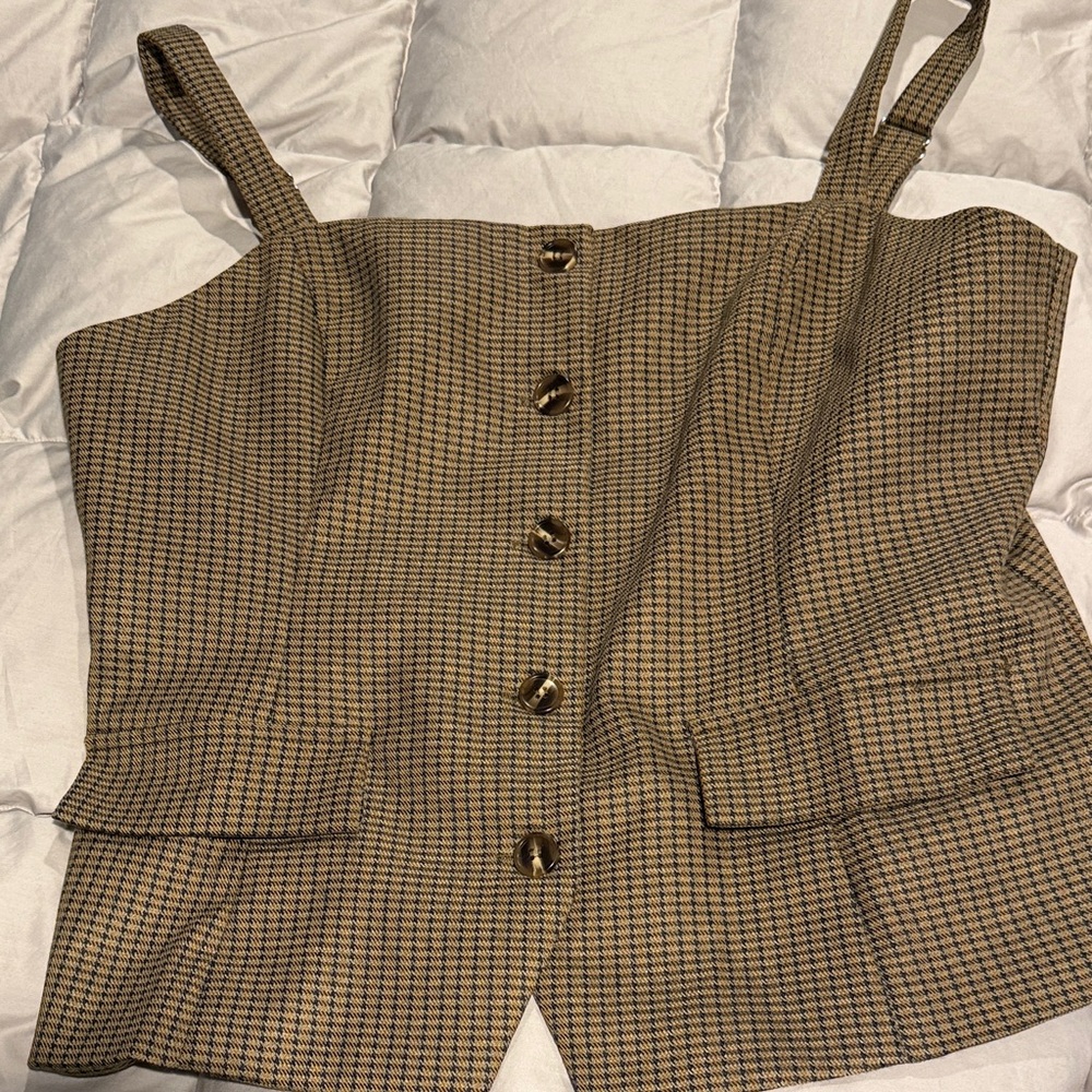 Anthropologie Brown Checkered Tank Top